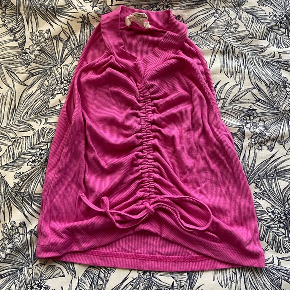 Pink Ruched Halter Top - Picture 2 of 5